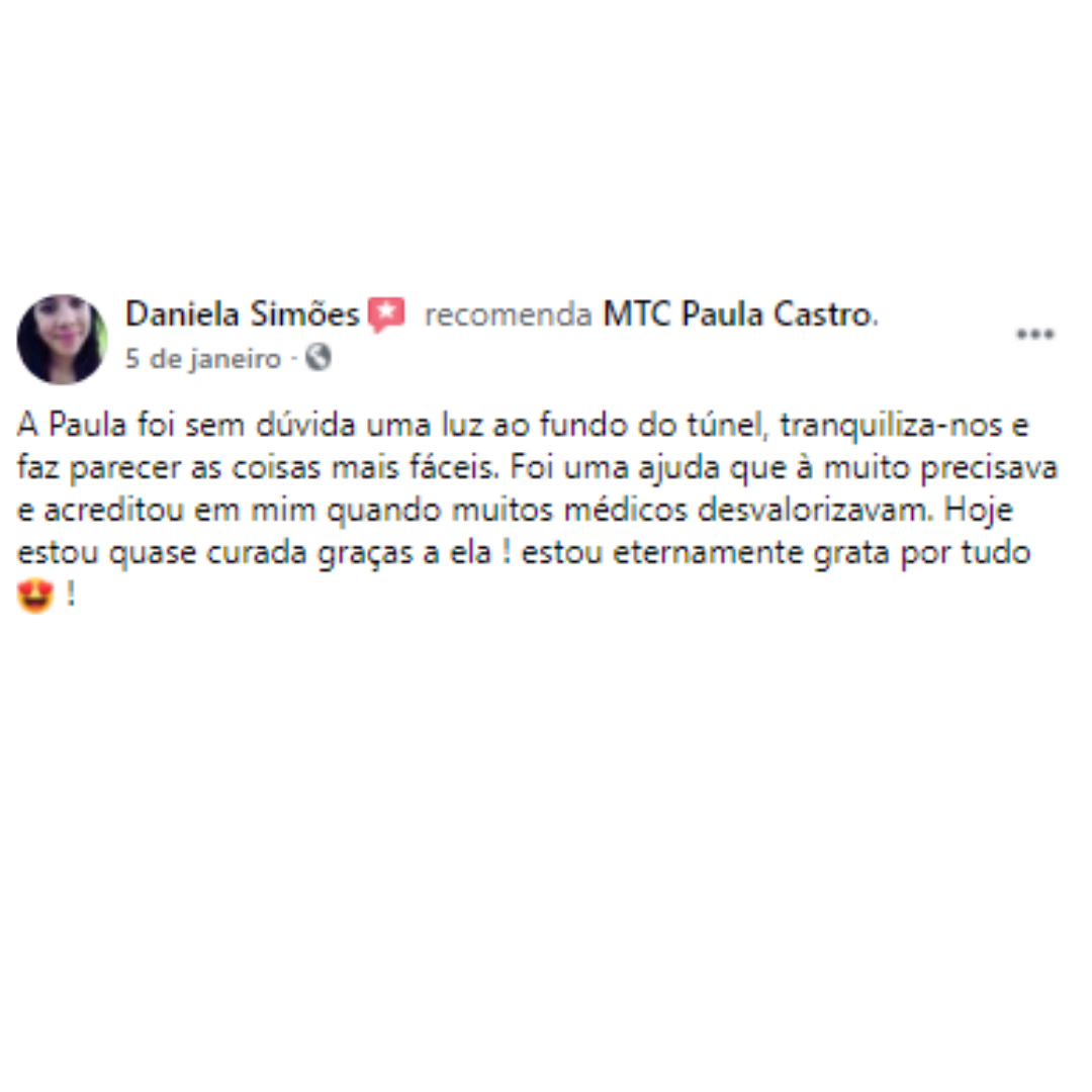 Testemunho paciente Paula Castro