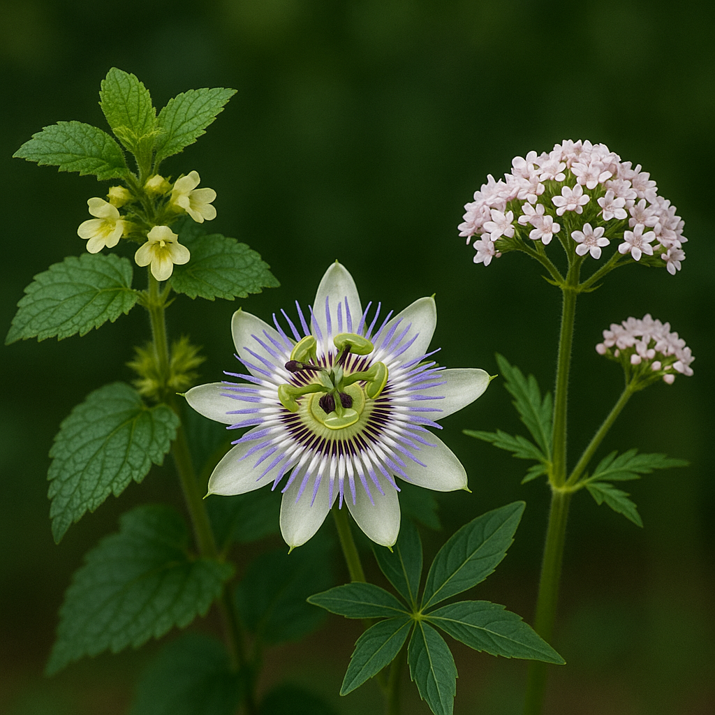 Melissa officinalis, Passiflora incarnata e Valeriana officinalis